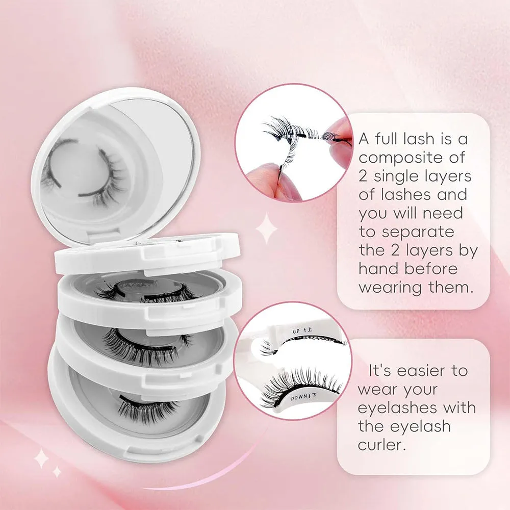4 Pairs of Reusable False Eyelashes with Tweezers Easy to Wear Eyelashes Kit Style 2