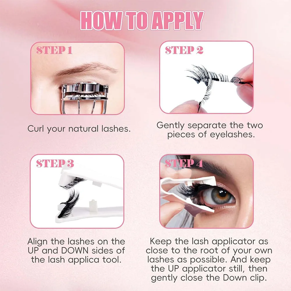 4 Pairs of Reusable False Eyelashes with Tweezers Easy to Wear Eyelashes Kit Style 2