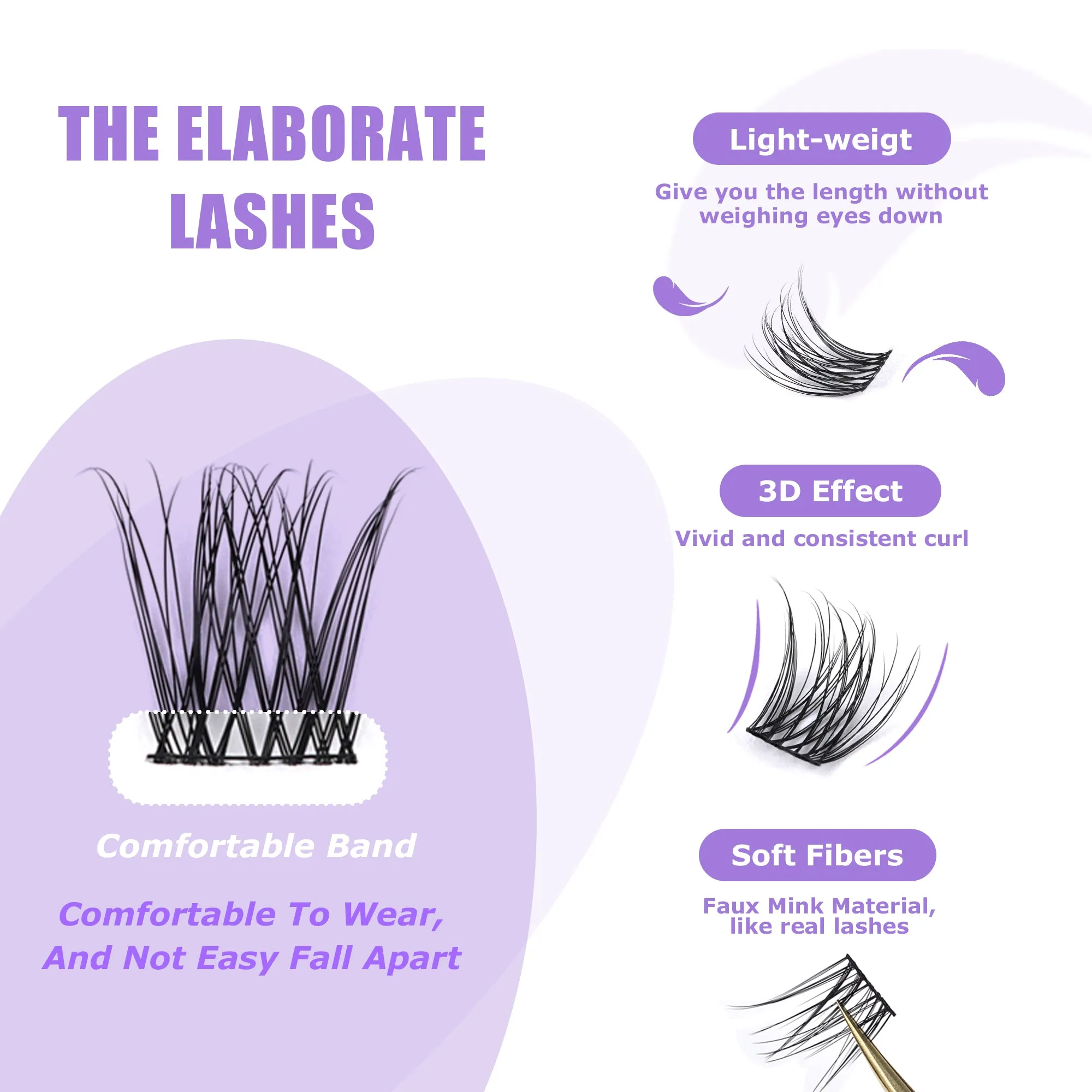 GAQQI Lash Clusters 120PCS (GQ03, C Curl, 12mm)