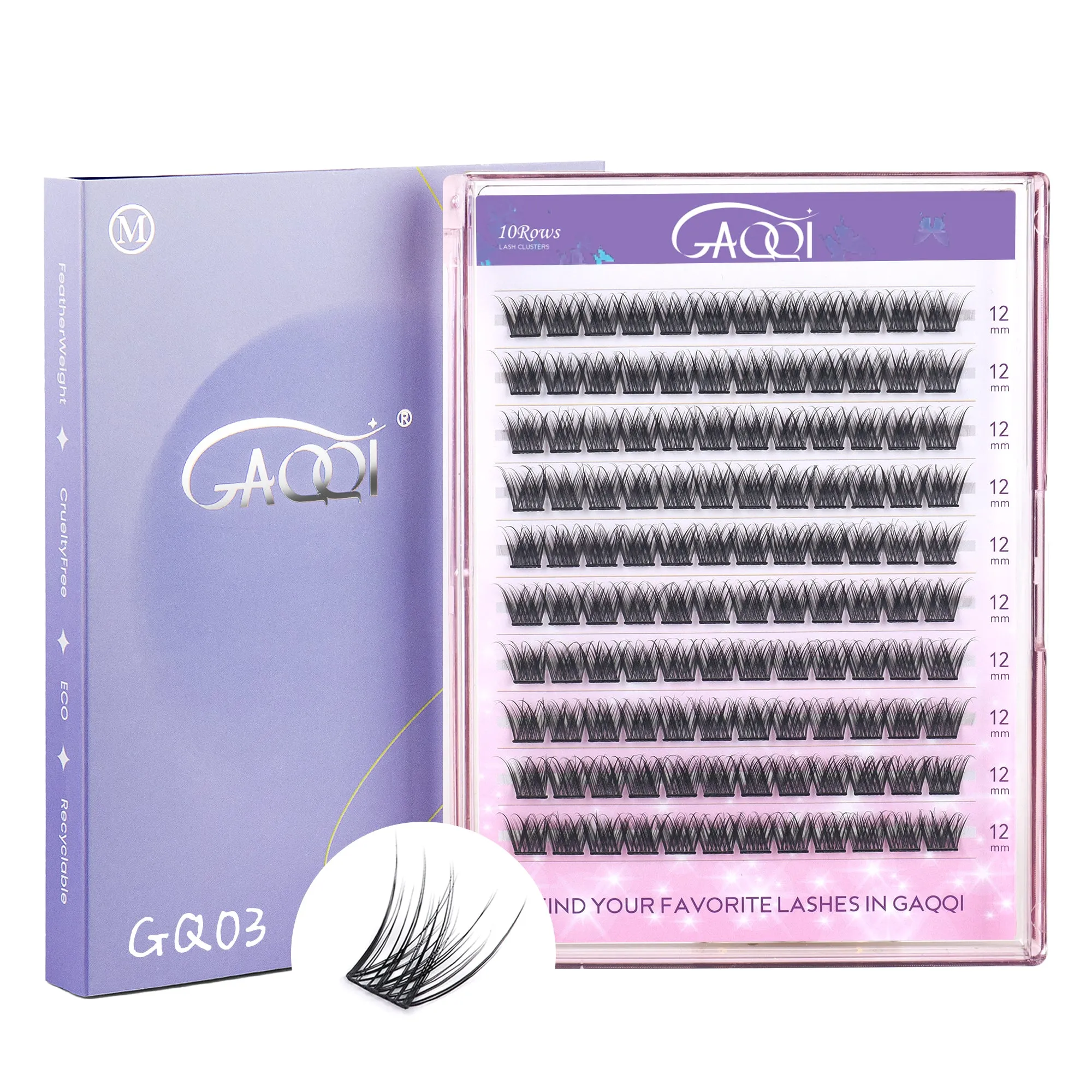 GAQQI Lash Clusters 120PCS (GQ03, C Curl, 12mm)